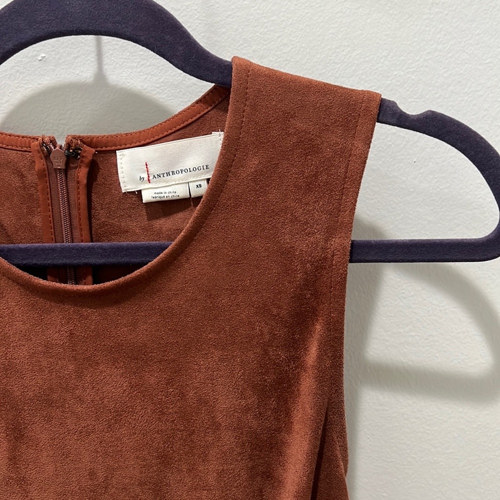 Brown suede Anthropologie jumpsuit